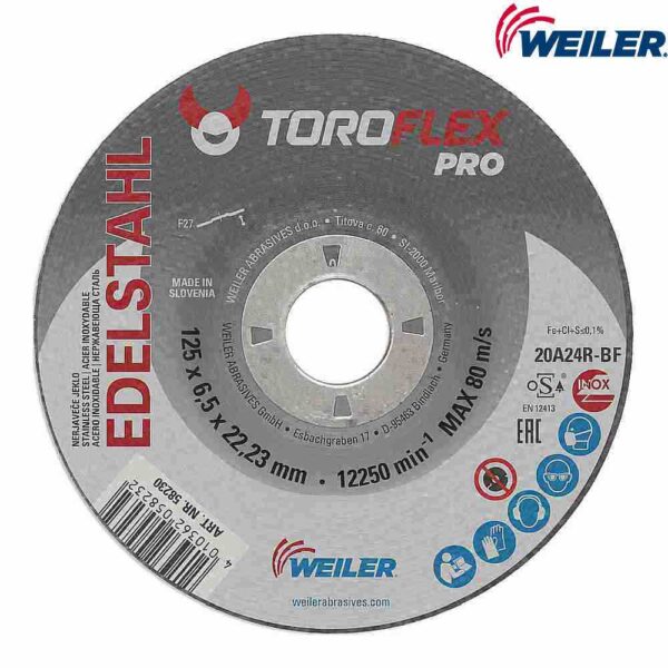 disc de polizare weiler toroflex pro pentru inox